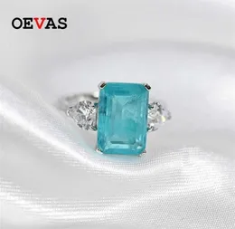 OEVAS 100 925 Sterling Silver Paraiba Tourmaline Gemstone Rings For Women Sparkling High Carbon Diamond Wedding Fine Jewelry 22016484193
