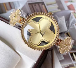 Fashionable All Brand Wrist Watch for Women and Girls, Crystal Flower Large Letter Style Luxury Metal Steel Band Quartz L79