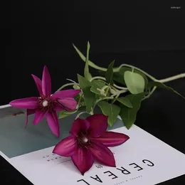 Fiori decorativi Piante verdi artificiali Bonsai Viola Rosa Clematide Falso fiore Rhodotypos Scandens