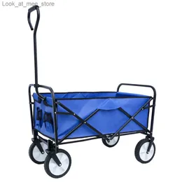 Köpsvagnar Folding Carriage Garden Shopping Beach Cart - Blue Handcart Q240227