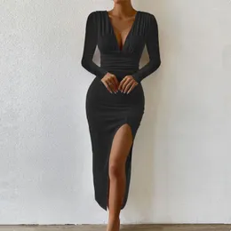 Casual klänningar elegant kontor lady svart klänning kvinnor bodycon sexig smal asymmestrisk fit party ol kläder