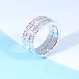 Ring Maßgeschneiderte Silber/9K/10K/14K Benutzerdefinierte Meisterschaftsringe 3 Reihen Moissanit Diamant Herrenschmuck