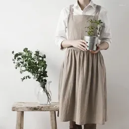 Vestidos casuais nórdico simples florista avental algodão linho jardinagem cafés cozinha aventais para cozinhar cozimento restaurante topos