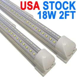 18W LED Shop Light 2ft,Clear Cover Cool White 6000K LED Tube Light Fixture, V-Shaped Integrated Fixture for Cooler Door Lighting Garage Workbench USA STOCK crestech