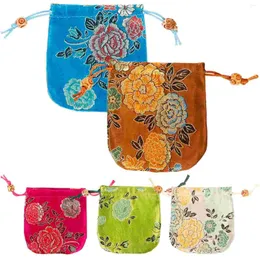 Jewelry Pouches 5 Pcs Packaging Bag Fabric Bags For Storage Gift Drawstring Pouch Cloth Craft Satin