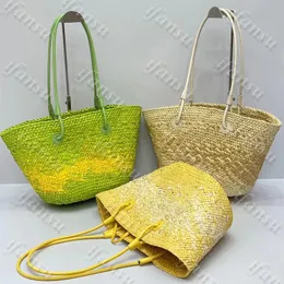 Moda feminina Bolsa de tecido de grama de grande capacidade Praia Férias Bolsa de praia Deslocamento Personalizado Lazer Campo Cesta de vegetais Bolsa de um ombro