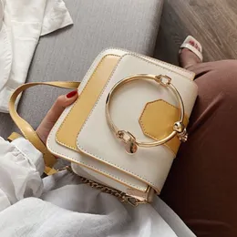 Elegant Female Metal Ring Tote Bag 2020 Summer New High Quality PU Leather Women's Designer Handbag Chain Shoulder Messenger 307z