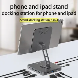 في 1 Dock Dock Type-C إلى HDMI Bracket Ipad Pro Stand Station HD USB C Hub Tablet Accessories for Apple iPhone