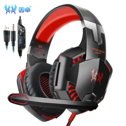 Kopfhörer/Headset KOTION EACH G2000 Gaming-Headset, kabelgebunden, LED-beleuchteter Kopfhörer, tiefe Bässe, Stereo mit Mikrofon für PS4, XBOX, PC, iPad, Telefon