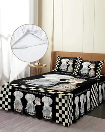 ベッドスカートシェフGnome Plaid Cake Dessert Cooking Elastic Fited Bedspread with Pillowcasesマットレスカバーベッドセットシート