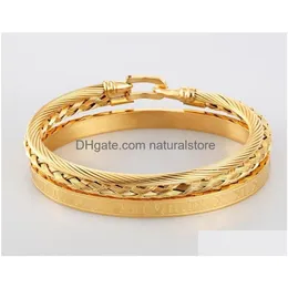 Bangle 3pcs/Set Royal Roman Bracelets Bankle Banles For Men dla mężczyzn stal nierdzewna Pseiras Akcesoria biżuterii 9680817 Drop Gelive Dhyki