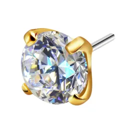 Mücevher Ebedi Metal14k Katı Altın İplik Push Pinli Berrak Zirkon Labret Piercing Mücevher KF08G