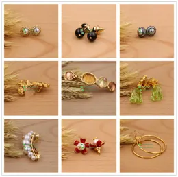 Stud Nature Stone Gold Tori Earrings For Women Aretes De Mujer Modernos 2210148047352