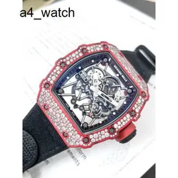 Excing Wrist Watch Elegance armbandsur RM Titta på Mens Series Carbon Fiber Original Snowflake Diamond Automatic Mechanical Mens Watch RM35-02 med original