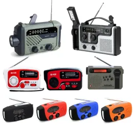 ラジオ5000/2000MAHポータブルラジオ多機能ハンドクランクソーラーUSB充電FM AM WB NOAA気象ラジオ緊急LED懐中電灯