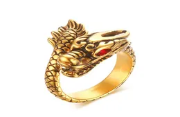 Men039s Stainless Steel Dragon Ring Fashion Punk Biker Finger Rings Jewelry Size 7108581534