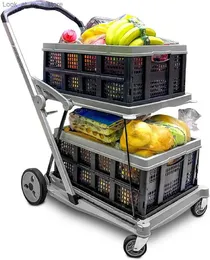 Shopping Carts The shopping cart folding practical handcart includes 2 foldable storage boxes which are folded flat in the car trunk making Q240228