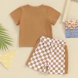 Clothing Sets 2Pcs Baby Boy Summer Outfits Short Sleeve Tops Checkerboard Printed Shorts Set Toddler Clothes