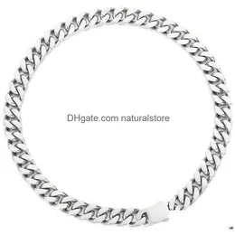 Hänghalsband 12mm Miami kubansk länkkedja för män kvinnor 316l rostfritt stål pojkar hiphop sier färg choker halsband 22 tum droppe dhpsz