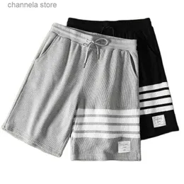 Men's Shorts Mens Shorts 2023 Summer Korean Design Men Clothing Classic Cotton 4-bar Stripes Thin Pants Casual Sport Shorts Pants T240227