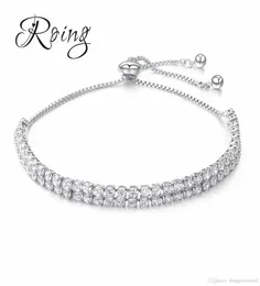 Trendy Silver CZ Crystal Tennis Bracelet Zircon Bracelet Bangle Chains For Women Wedding Fashion Jewelry Charming Bracelet DS5326848562