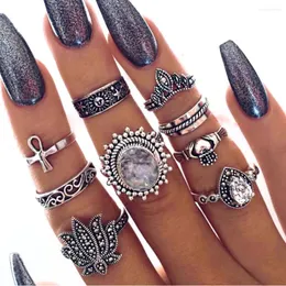 Cluster Rings Meyfflin Punk Knuckle Ring Set Fashion Midi Finger For Women Boho smycken Tillbehör Vintage Bague Femme 9st