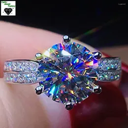 Cluster Rings 10K White Gold Ring Women Wedding Party Anniversary Engagement 1 2 3 4 5 Round Moissanite Diamond Crown Trendy