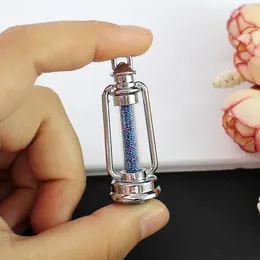 Bottles 50X Clear Glass Vial Pendant Urn Keepsake Wishing Bottle Stainless Steel Natural Stone Charm Lucky Necklace For Gift