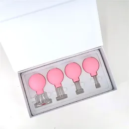 4pcs 건강 마사지 진공 컵핑 컵 세트 고무 헤드 유리 방지 셀룰 라이트 마사지 중국 치료 얼굴 컵핑 세트 캔 240223