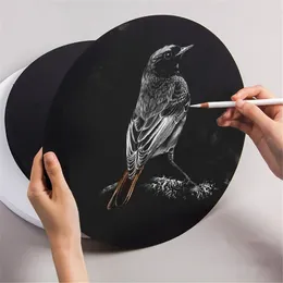 Blackboards 20pcs Kraft Paper for Painting Watercolor Drawing Paper Art Sketch Hand Painted Aquarelle Round White Black Fine Arts Diy