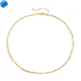 Hot Selling Stainless Steel Small Thin Cuban Link Chain Choker Necklace Paperclip Necklace Gold Plated Link Chain Jewelry