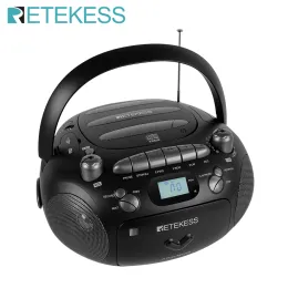 Retekess tr630 cd player boombox estéreo portátil rádio fm am cassete fita 3w alto-falante tf usb gravação controle remoto para casa