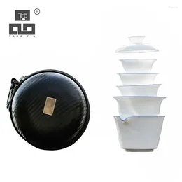 Teaware Sets TANGPIN Ceramic Teapot With 3 Cups Porcelain Gaiwan Tea Portable Travel Drinkware