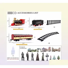 Electric/RC Track Engine Cargo Car and Long Tracks Electric Toy Train Set With Steam Locomotive Battery Operated Play Toys Smoke Lig Dhgha