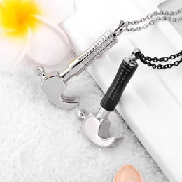 Pendant Necklaces IJD8239 Never Fade Black Handle Stainless Steel Hammer Cremation Locket Keepsake Urn Ashes Memorial Jewelry Necklace