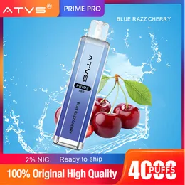 ATVS Crystal Prime Pro 4000 Puff E papierosy Cewki Święta Dostępowe Pióro Pen 10 Kolory 2 mg wstępnie wypełnione strąki 10 ml e-liquid 4K Puff Vapes Puff 4000 Vaper 2%5%