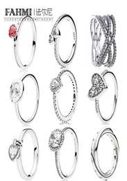 FAHMI 100 925 Sterling Silver Jewelry Glitter Teardrop Ring Zircon Elegant Everlasting Love Ring Simple Geometric Zircon Ring9015030