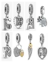 Ny 16: e 18: e 21: e 40: e 50: e 60: e firande charm DIY -pärlor Fit 925 Original Silver Charm Armband smycken tillverkning1987976