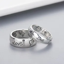 band ring Women Girl Flower Bird Pattern Ring with Stamp Blind for Love Letter men Ring Gift for Love Couple Jewelry w294284A