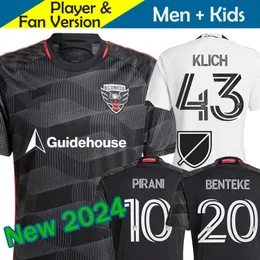 MLS D.C. United 2023 2024 Soccer Jersey Kids Men Major League 23/24 Football Shirt Primary Home Black The Icon Kit Away White Cherry Blossom DC PIRANI BENTEKE KLICH STROUD