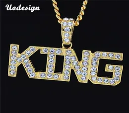 Homens hip hop completo strass rei forma pingentes colares bling gelado para fora cubana link corrente hiphop colar masculino jóias gift5860895