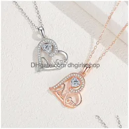 Kolye Kolyeleri Anne Kolyeler% 100 S925 Sterling Sier Luxury Crystal Rhinestone Love Love Heart Mektup Kolye Bağlantı Zinciri Beyaz Gül DH1LR