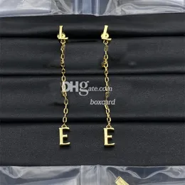 Trendy Letter Chain Pendant Earrings Dangles Luxury Golden Metal Earrings Eardrops With Box