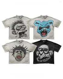 Herr t-skjortor streetwear t-shirt y2k harajuku retro graffiti plus size bomull gotisk klassisk casual daglig sommar rund hals skjorta