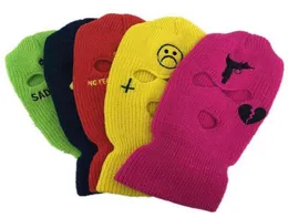 Neon Balaclava Threehole Ski Mask قناع تكتيكي كامل قناع الوجه الشتاء قبعة الهالوين حفلة محدودة التطريز 9840866
