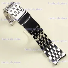 Ремешки для часов высокого качества 22 24 мм, браслет из полированного серебра из нержавеющей стали для Breitling Navitimer с T240227