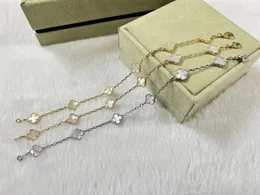 Luxo VAN marca trevo designer pulseiras jóias prata 18 K ouro branco mãe de pérola mini tamanho 6 folhas flores pulseira presente de aniversário