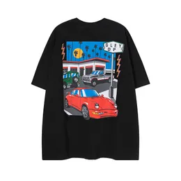 maglietta nera auto lettera stampata vacanza coppia casuale stesso abbigliamento felpa con cappuccio pullover da donna uomini gallerie t shirt magliette da uomo depts magliette di cotone top camicia casual