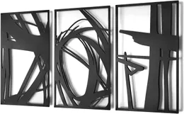 Abstrakte Metall-Wandkunst-Dekoration, 3er-Pack moderne Wandkunst, minimalistisches Line-Art-Dekor, 3D-strukturierte Skulpturen für Wohnzimmer, Schlafzimmer, Badezimmer