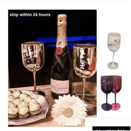 Wine Glasses 2Pcs Christmas Celebrate Party Unbreakable Wedding White Moet Champagne Coupes Cocktail Flutes Goblet Acrylic Elegant D Dh4Gj
